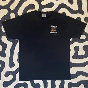 Tito's Vodka, tito's talk shop, barber shop black graphic t-shirt